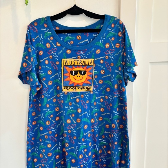 Australia 80's 90's Women's Short Sleeve Mumu Dress Vacation Down Under Boho OS - Picture 4 of 10